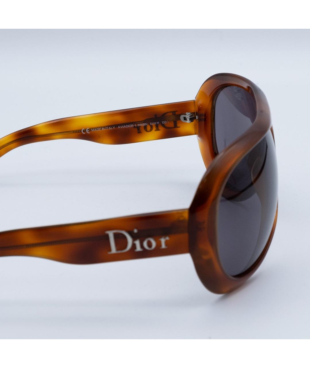 CHRISTIAN DIOR Коричневые пластиковые солнцезащитные очки, фото 4