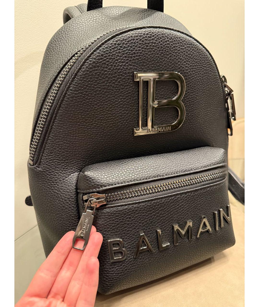 BALMAIN Черный кожаный рюкзак, фото 5