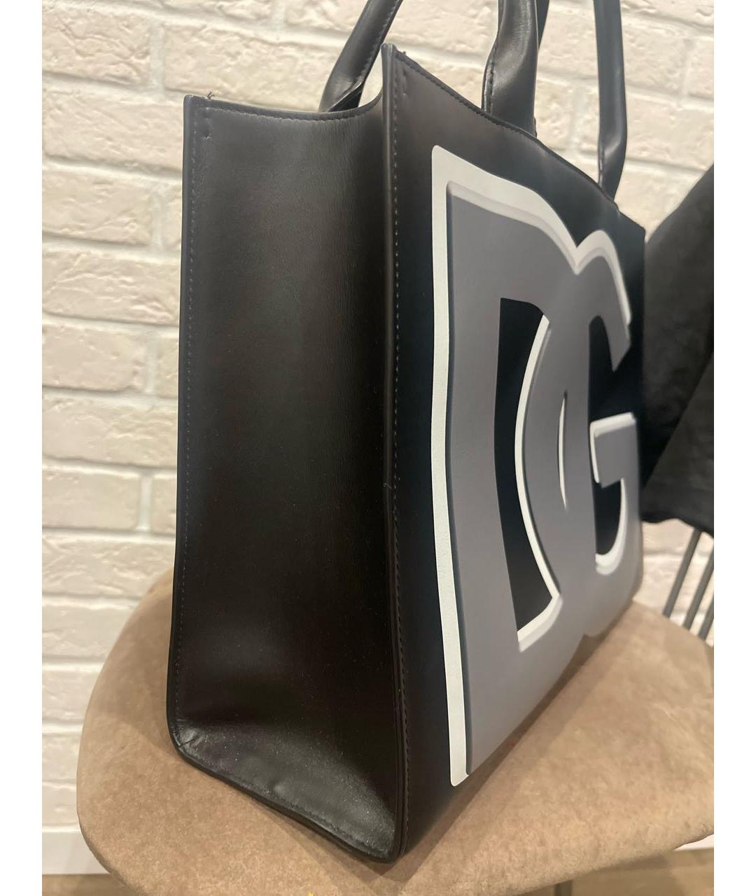 DOLCE&GABBANA Черная кожаная сумка тоут, фото 2