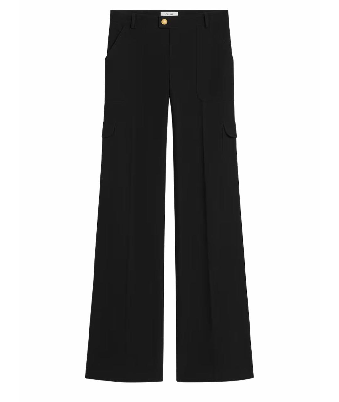 CELINE Черные хлопковые брюки широкие, фото 1