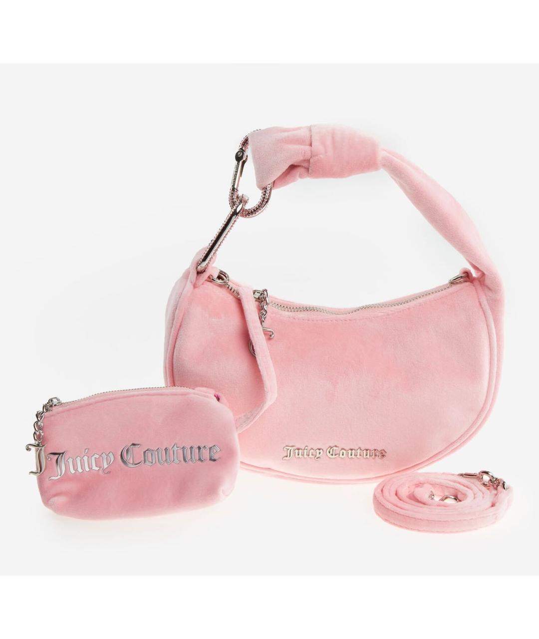 JUICY COUTURE Розовая бархатная сумка с короткими ручками, фото 4