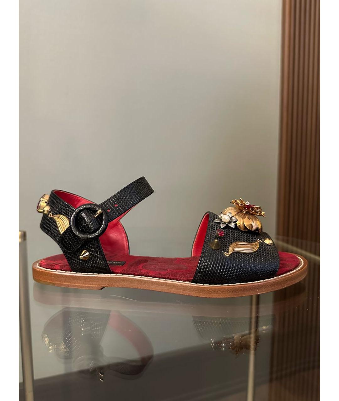 DOLCE&GABBANA Черные кожаные сандалии, фото 7