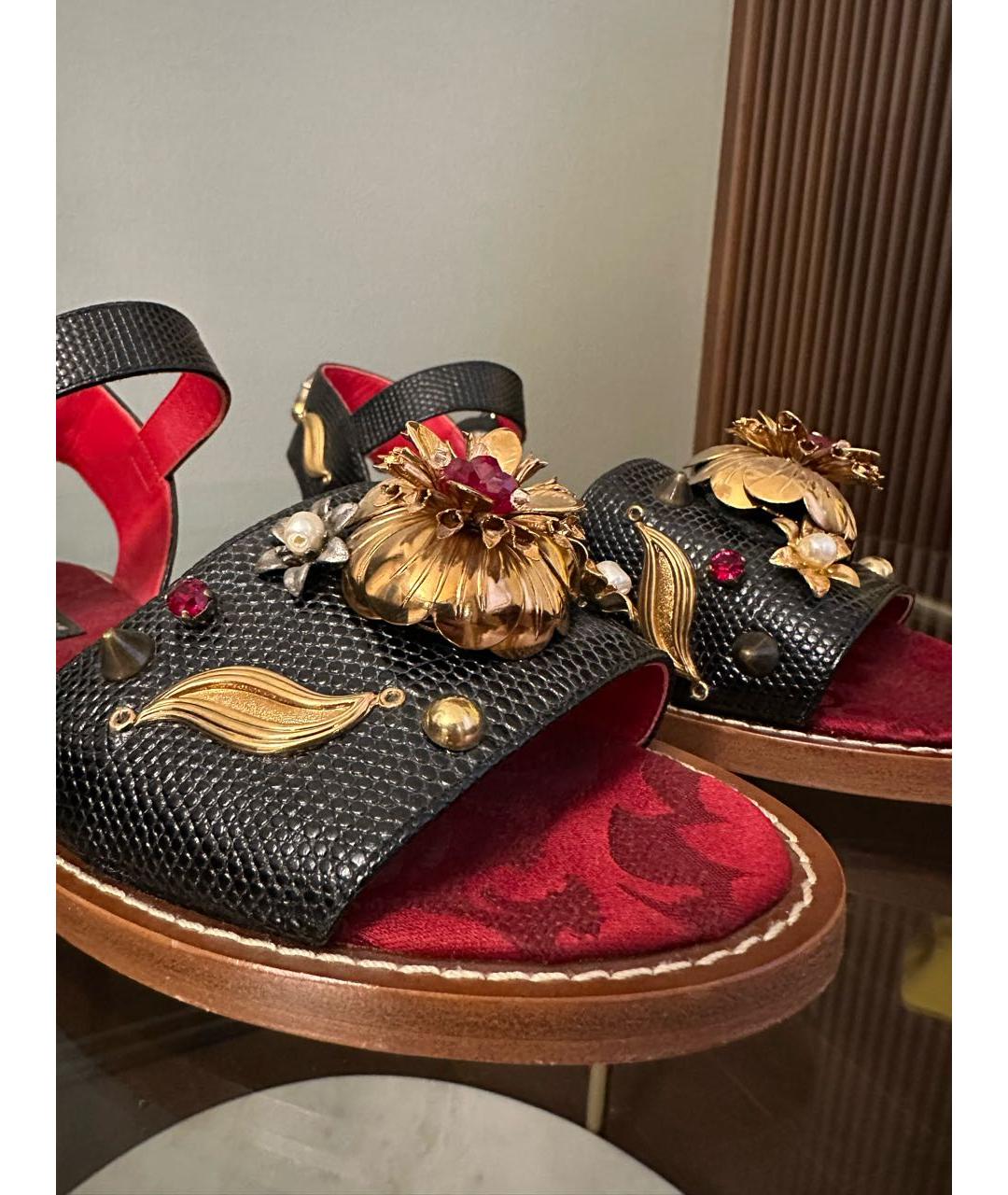 DOLCE&GABBANA Черные кожаные сандалии, фото 6