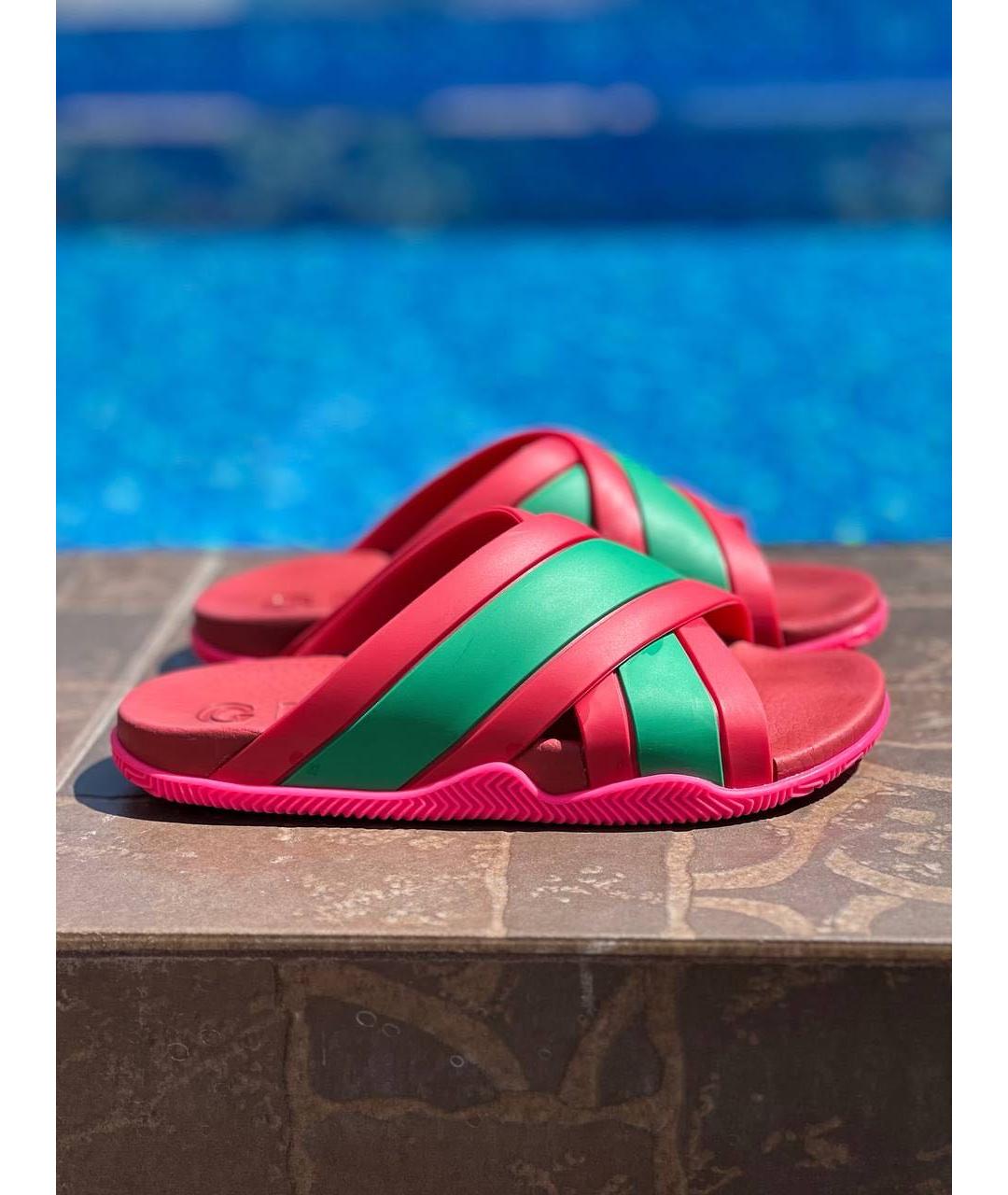 GUCCI Розовые резиновые шлепанцы, фото 6