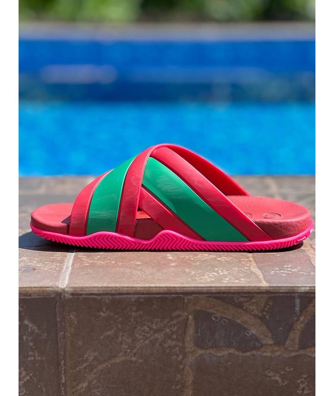 GUCCI Розовые резиновые шлепанцы, фото 5