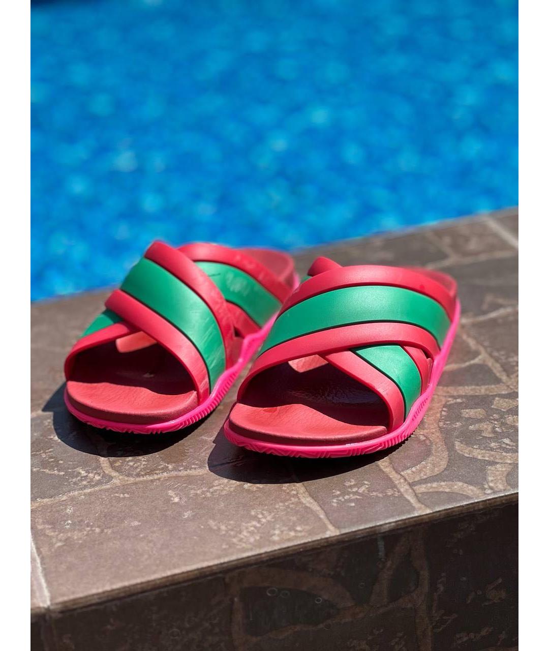 GUCCI Розовые резиновые шлепанцы, фото 2
