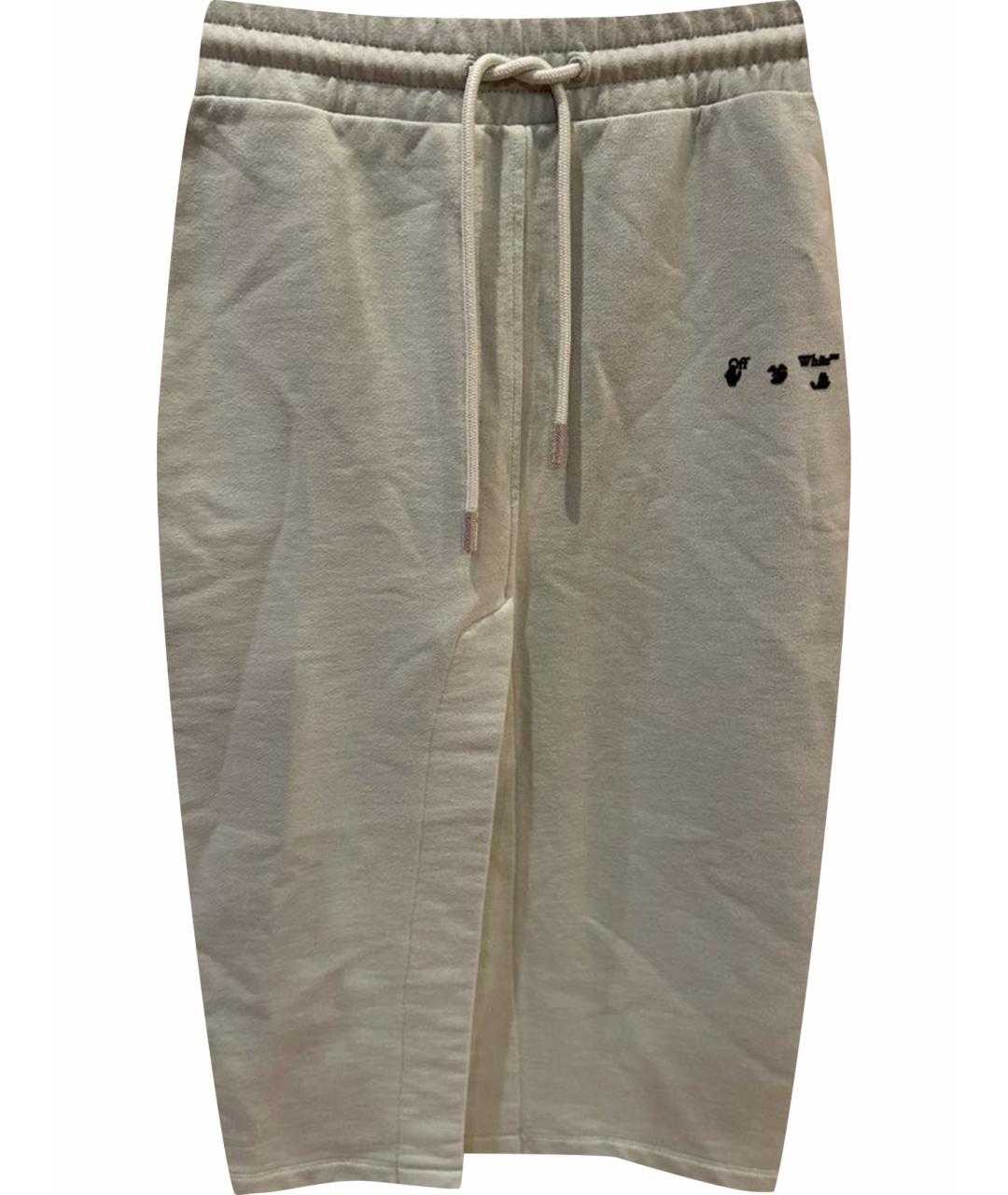 OFF-WHITE Бирюзовая хлопковая юбка миди, фото 1