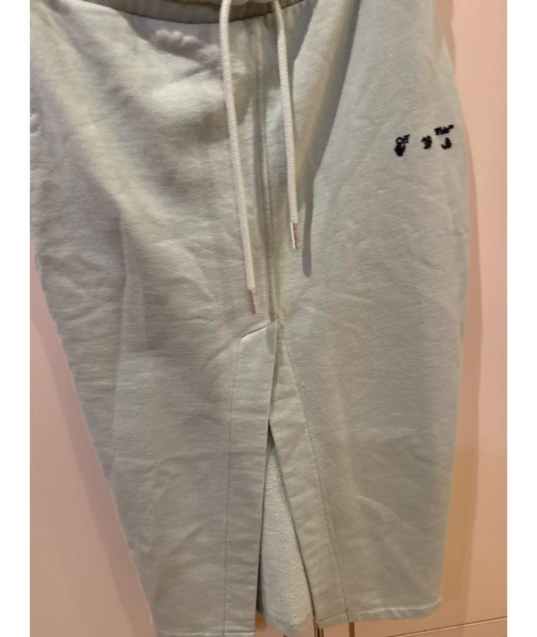 OFF-WHITE Бирюзовая хлопковая юбка миди, фото 5