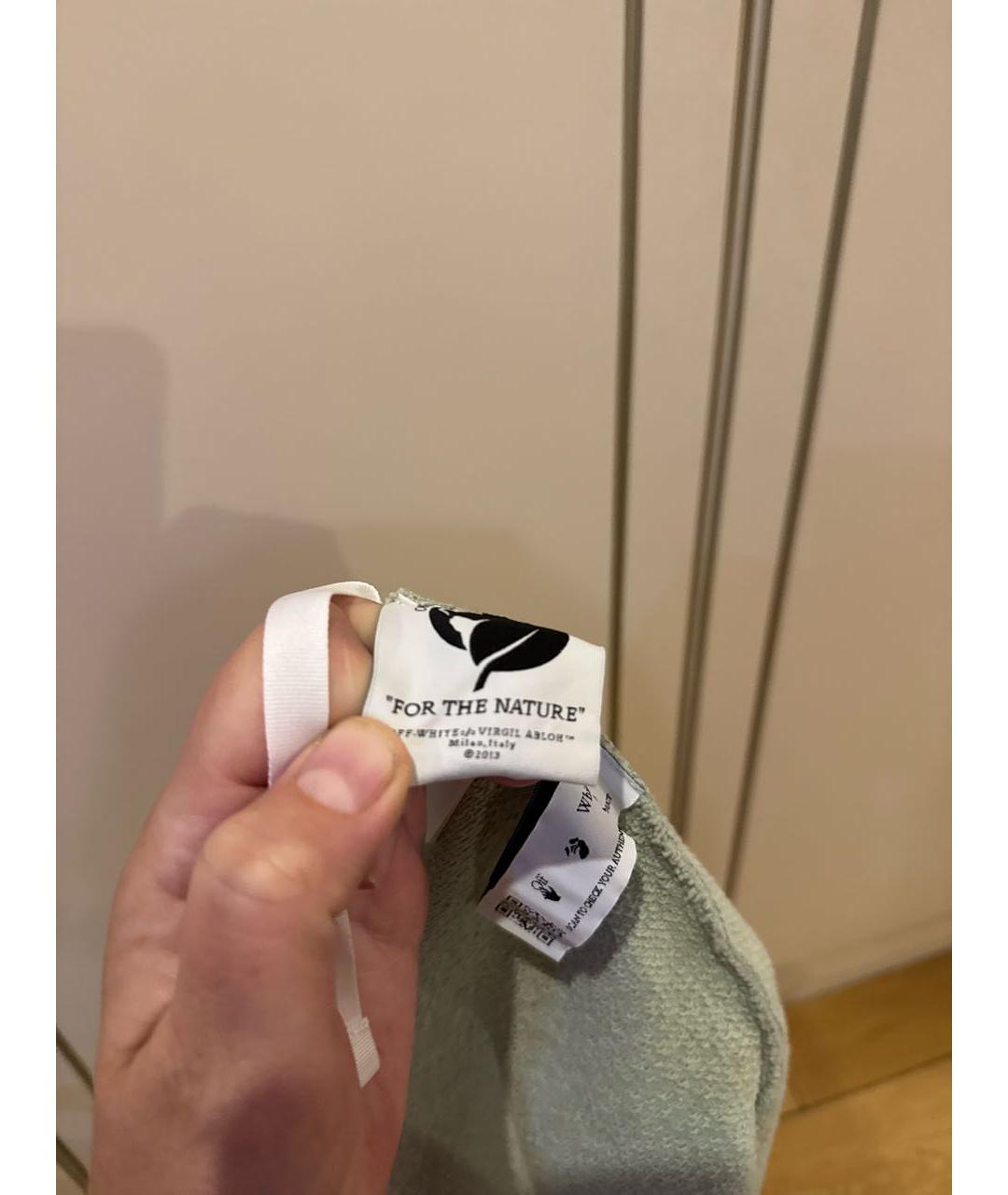 OFF-WHITE Бирюзовая хлопковая юбка миди, фото 8
