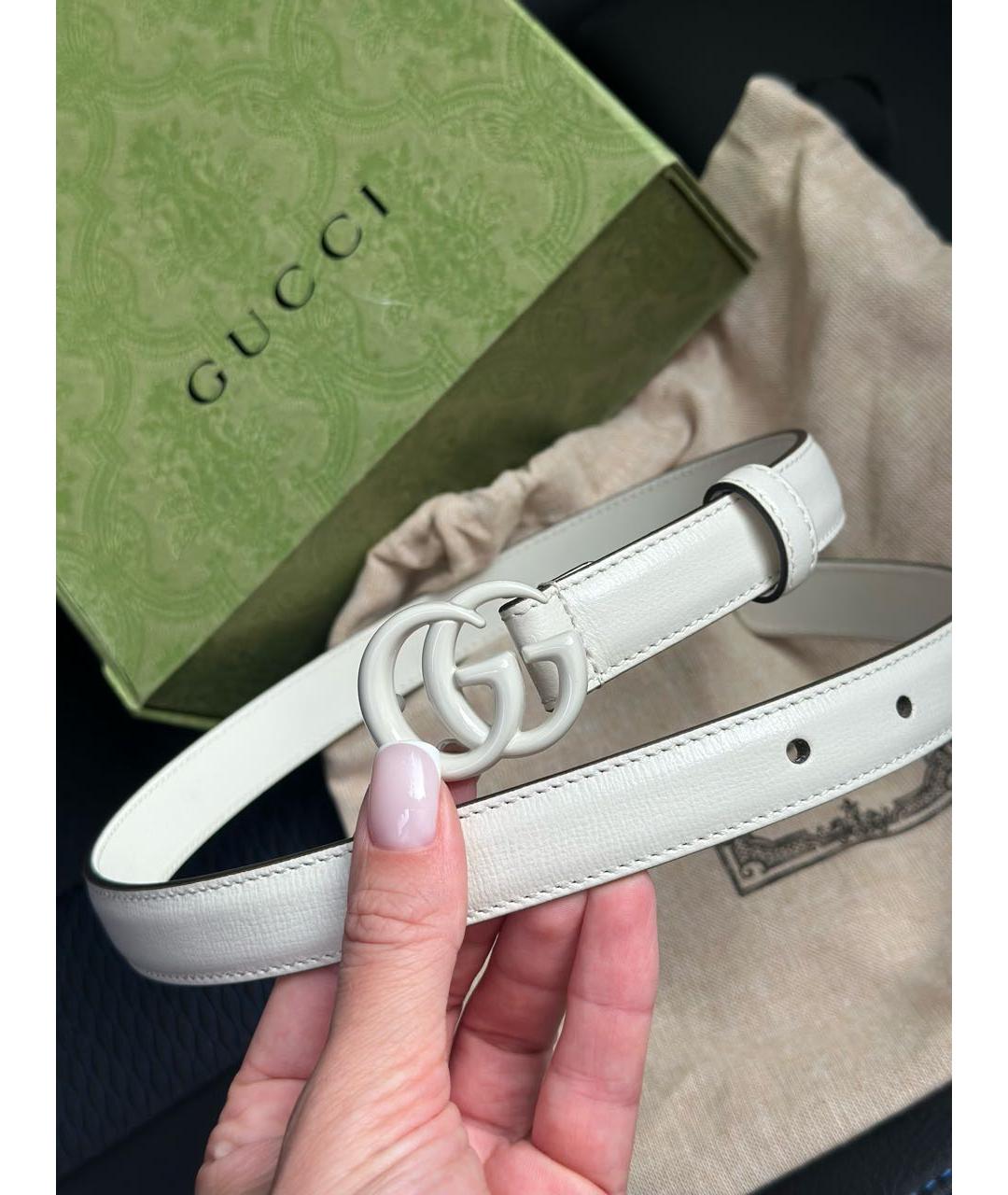 GUCCI Белый кожаный ремень, фото 5