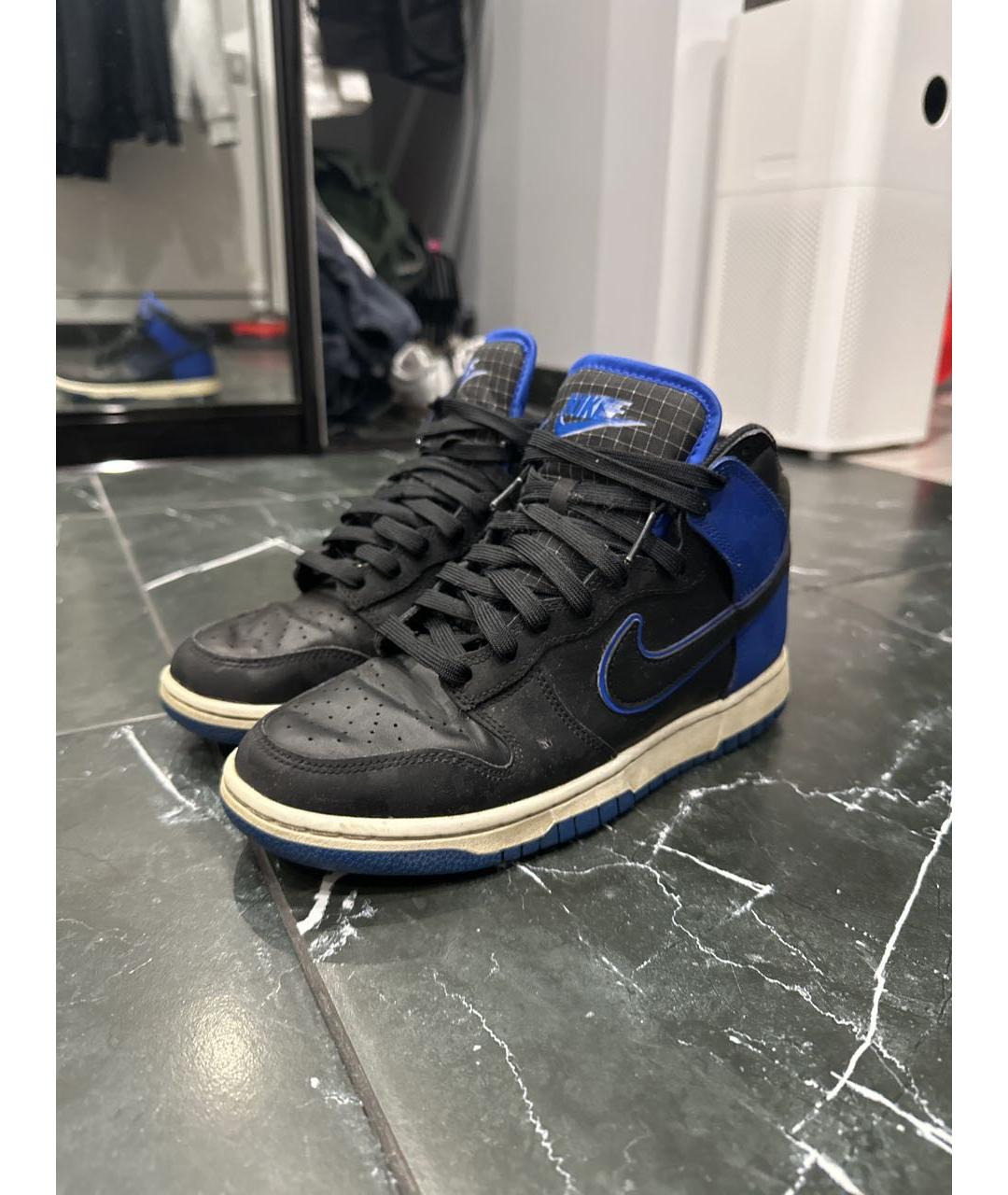 NIKE Темно-синие кожаные низкие кроссовки / кеды, фото 2