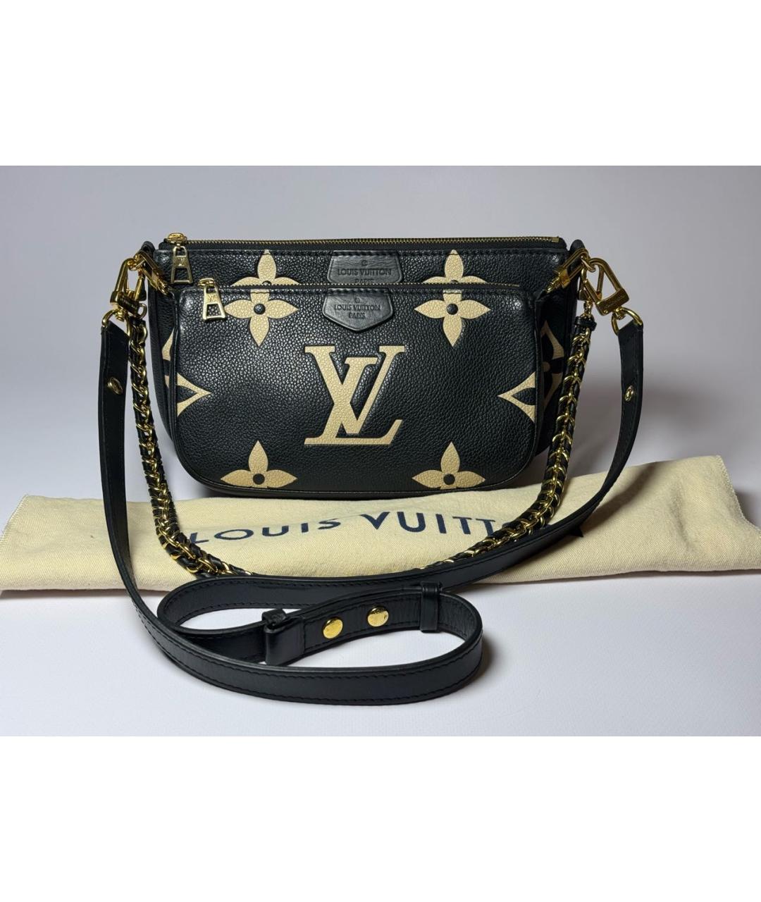 LOUIS VUITTON Черная кожаная сумка через плечо, фото 5