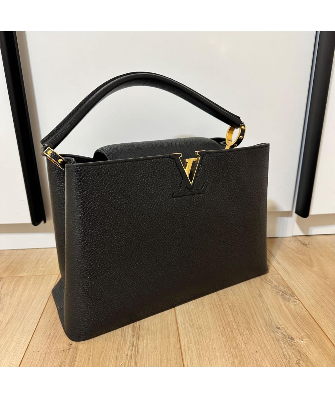LOUIS VUITTON Черная кожаная сумка тоут, фото 2