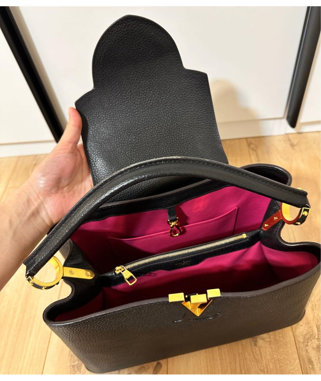 LOUIS VUITTON Черная кожаная сумка тоут, фото 8