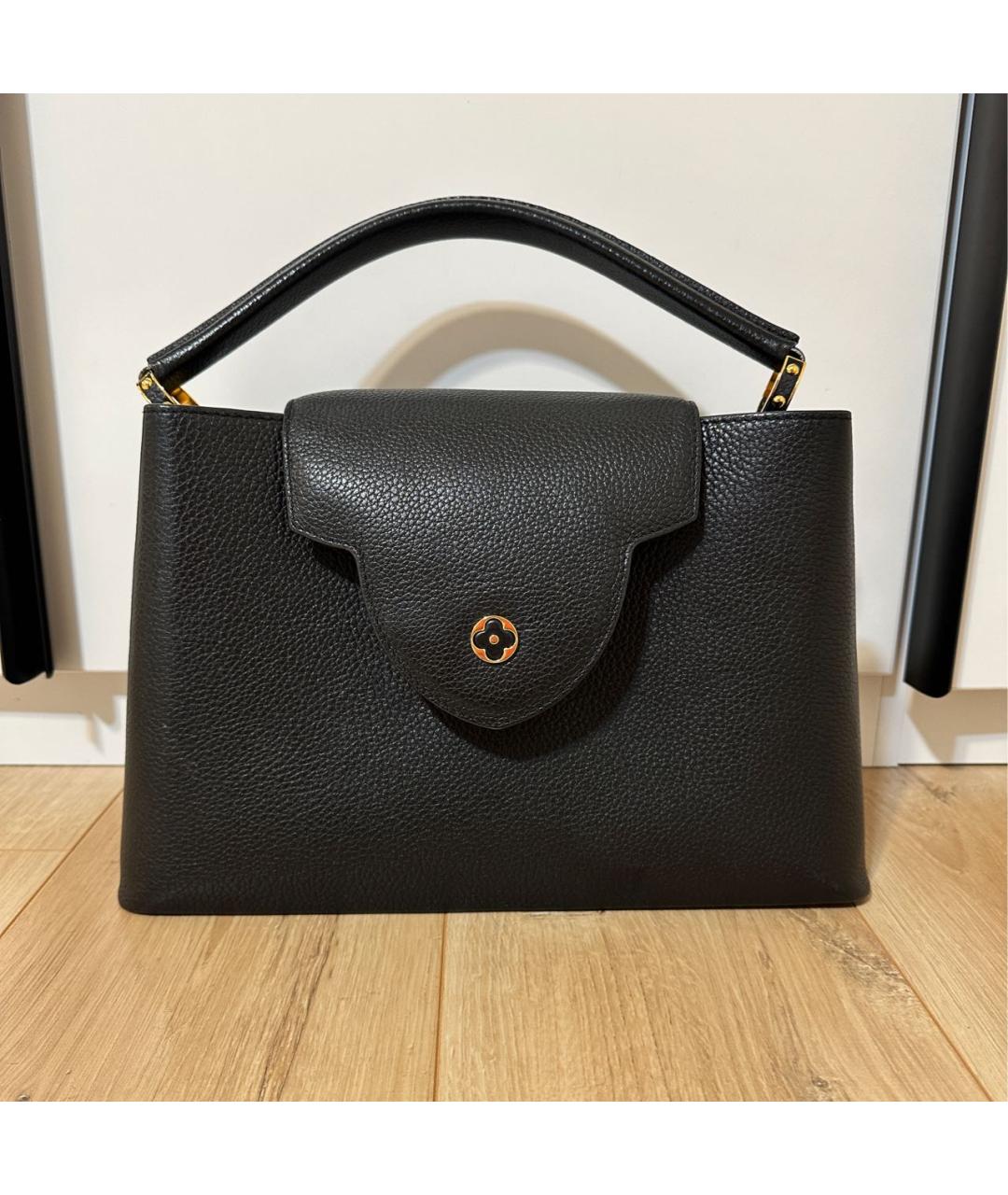LOUIS VUITTON Черная кожаная сумка тоут, фото 3