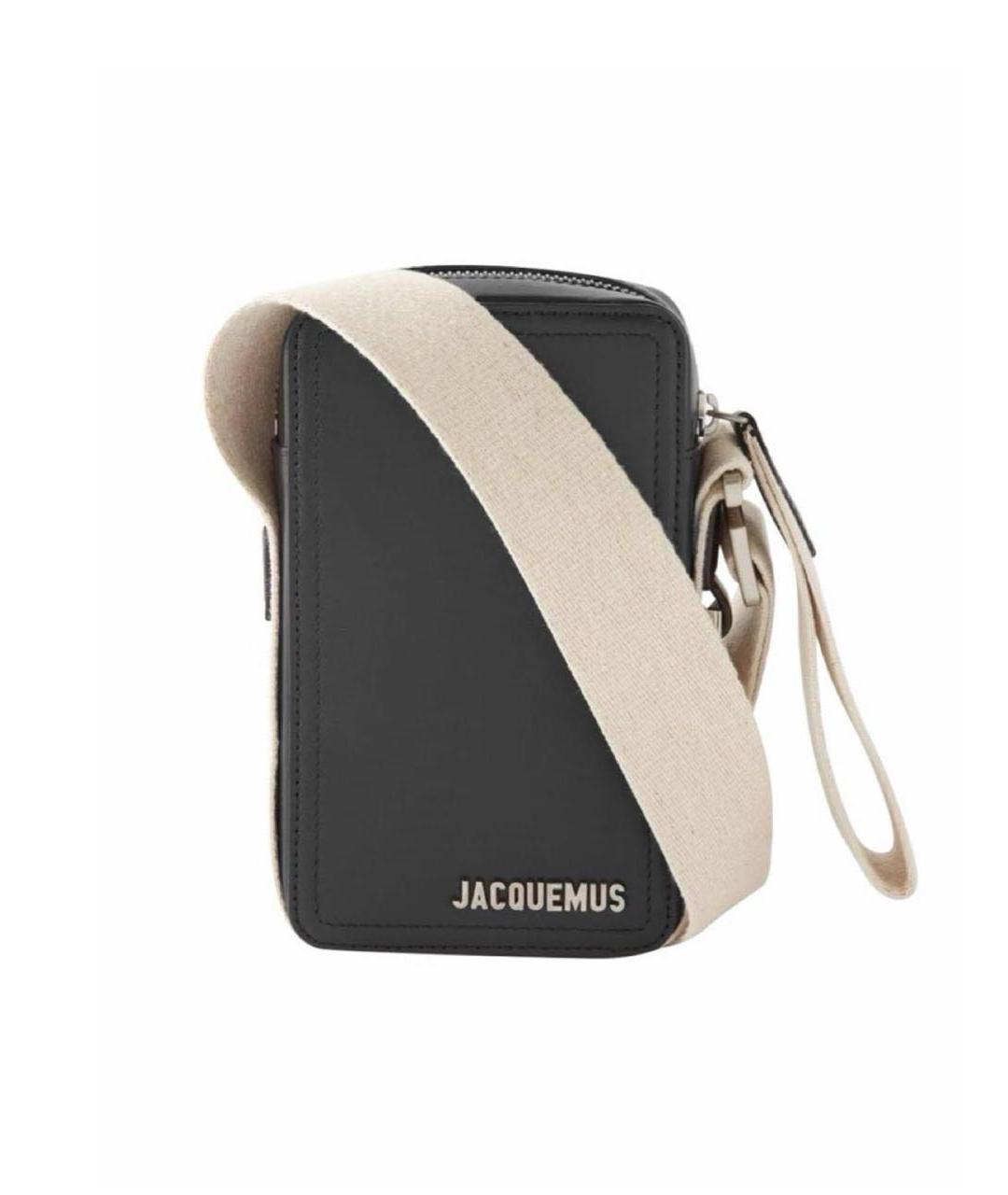 JACQUEMUS Черная кожаная сумка на плечо, фото 4