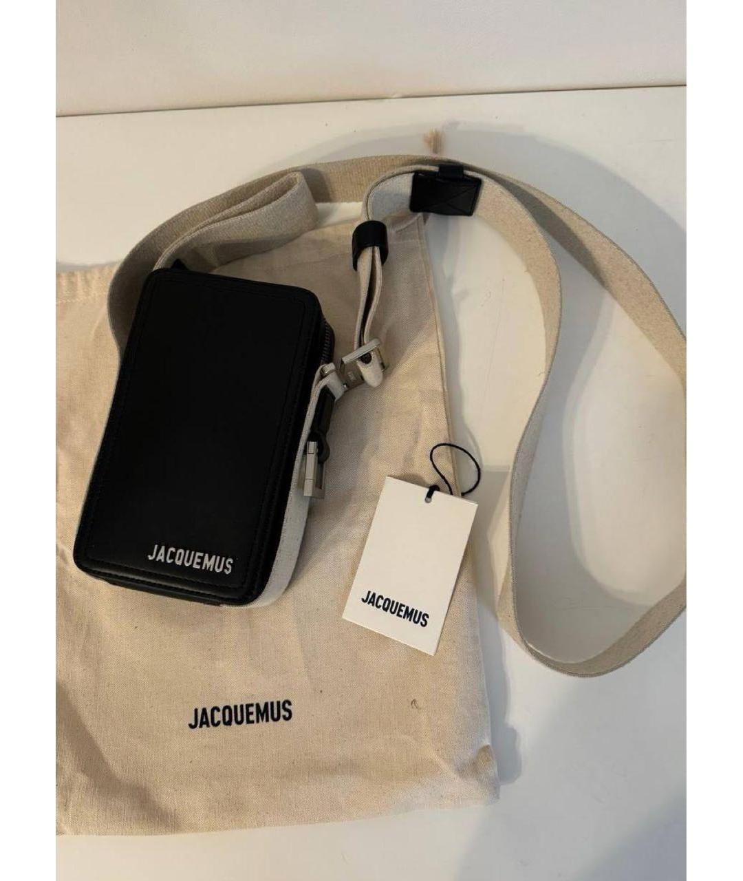 JACQUEMUS Черная кожаная сумка на плечо, фото 3