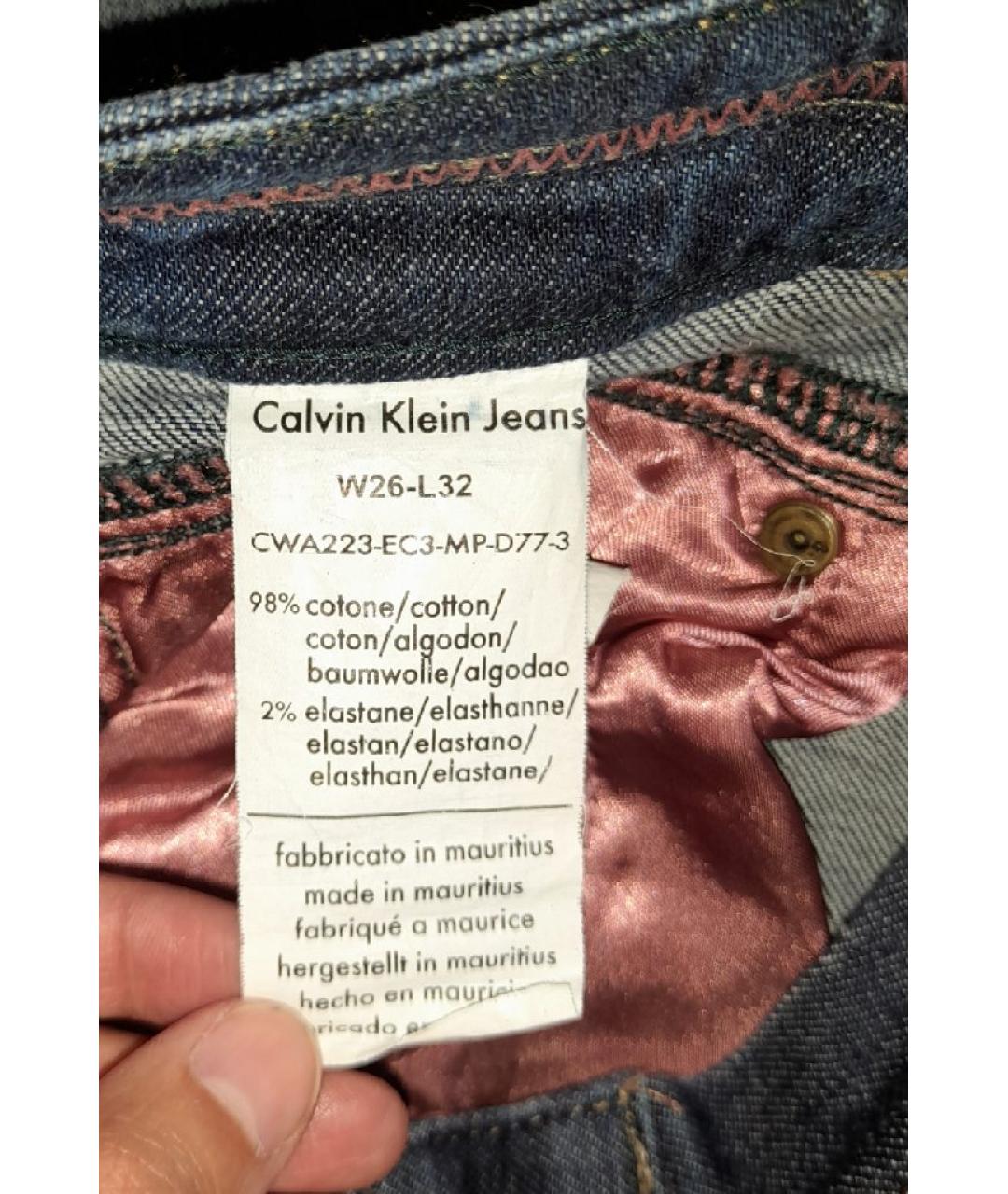 CALVIN KLEIN Темно-синие хлопковые брюки узкие, фото 8