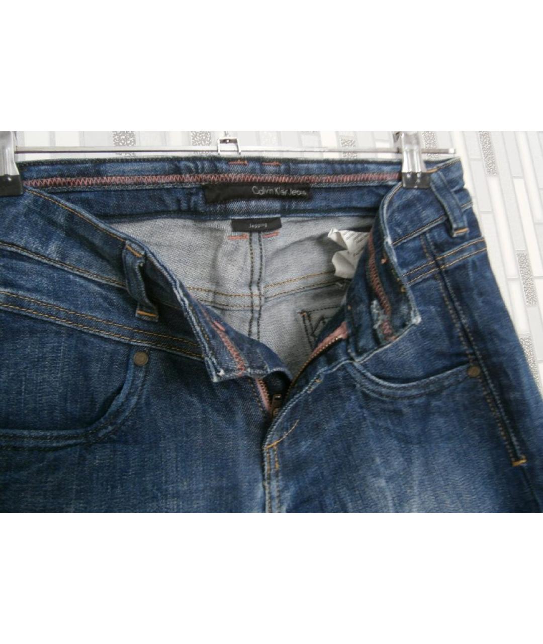 CALVIN KLEIN Темно-синие хлопковые брюки узкие, фото 3