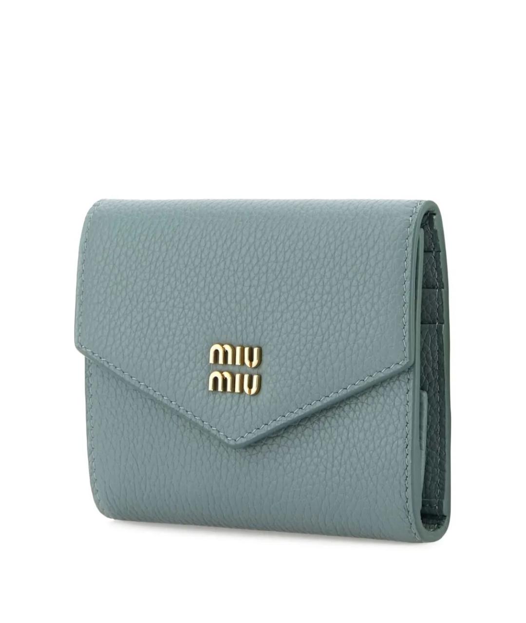 MIU MIU Голубой кожаный кошелек, фото 2