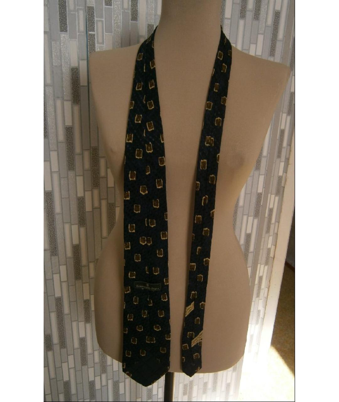 ZEGNA Темно-синий шелковый галстук, фото 2