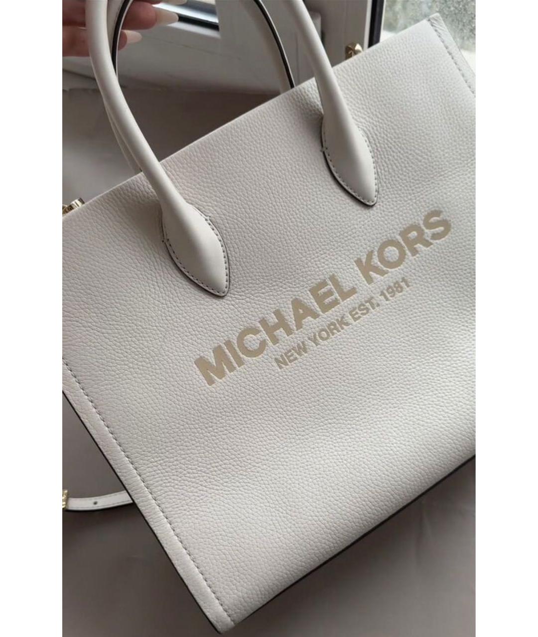 MICHAEL KORS Белая кожаная сумка тоут, фото 2