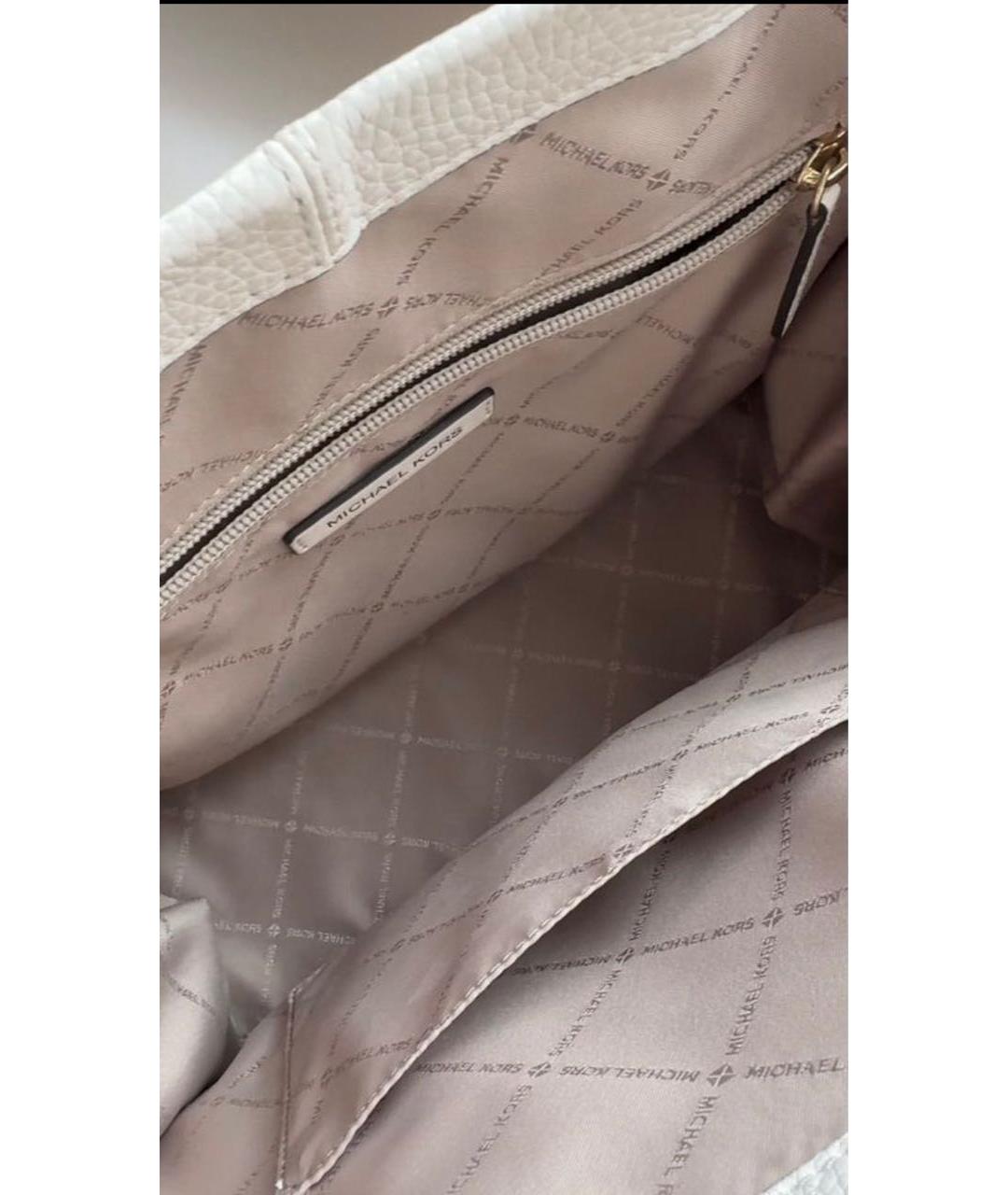 MICHAEL KORS Белая кожаная сумка тоут, фото 5