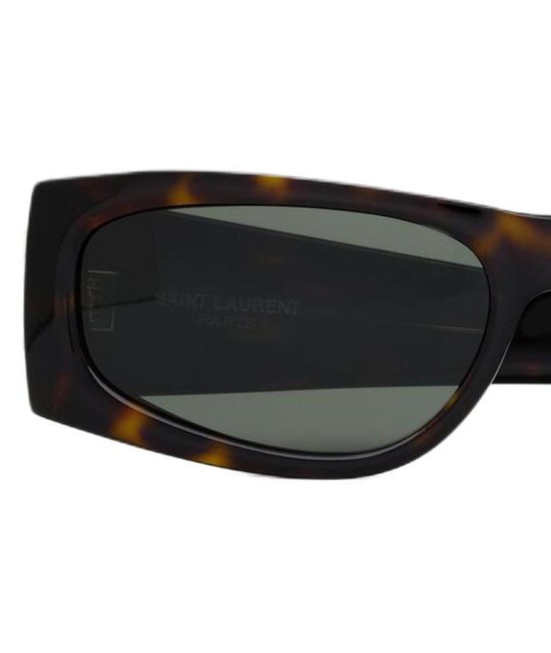SAINT LAURENT Коричневые пластиковые солнцезащитные очки, фото 3