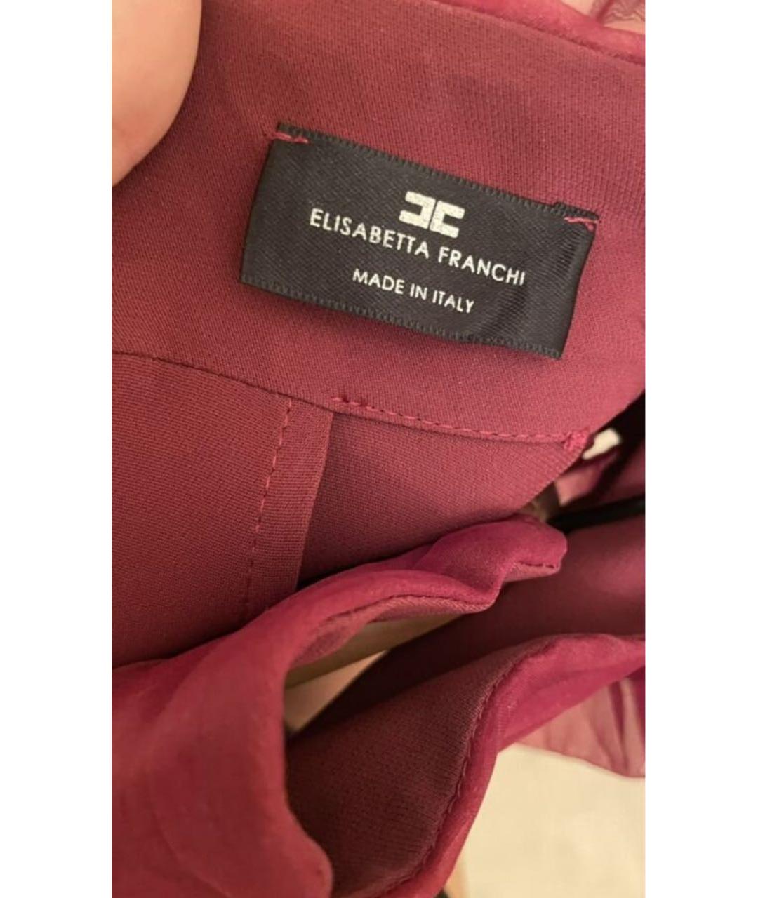 ELISABETTA FRANCHI Бордовое вискозное коктейльное платье, фото 5