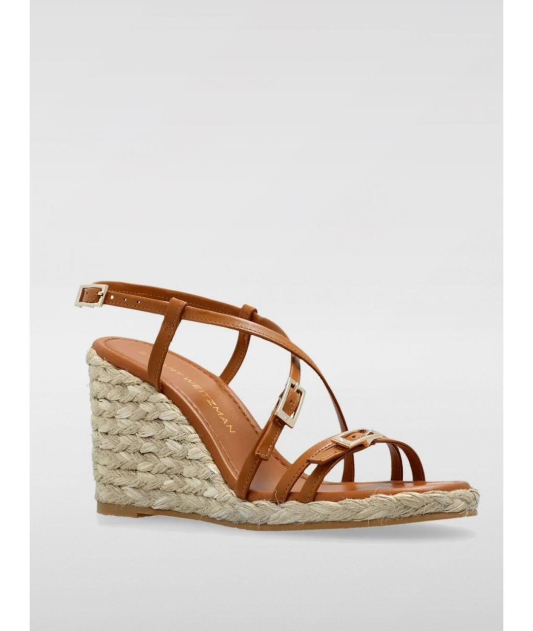 STUART WEITZMAN Коричневые кожаные босоножки, фото 2