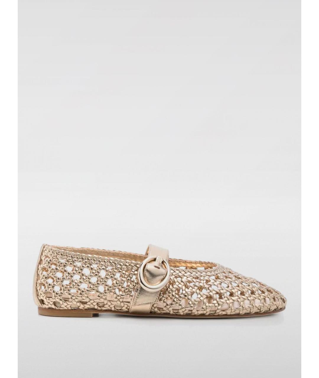 STUART WEITZMAN Золотые кожаные балетки, фото 5