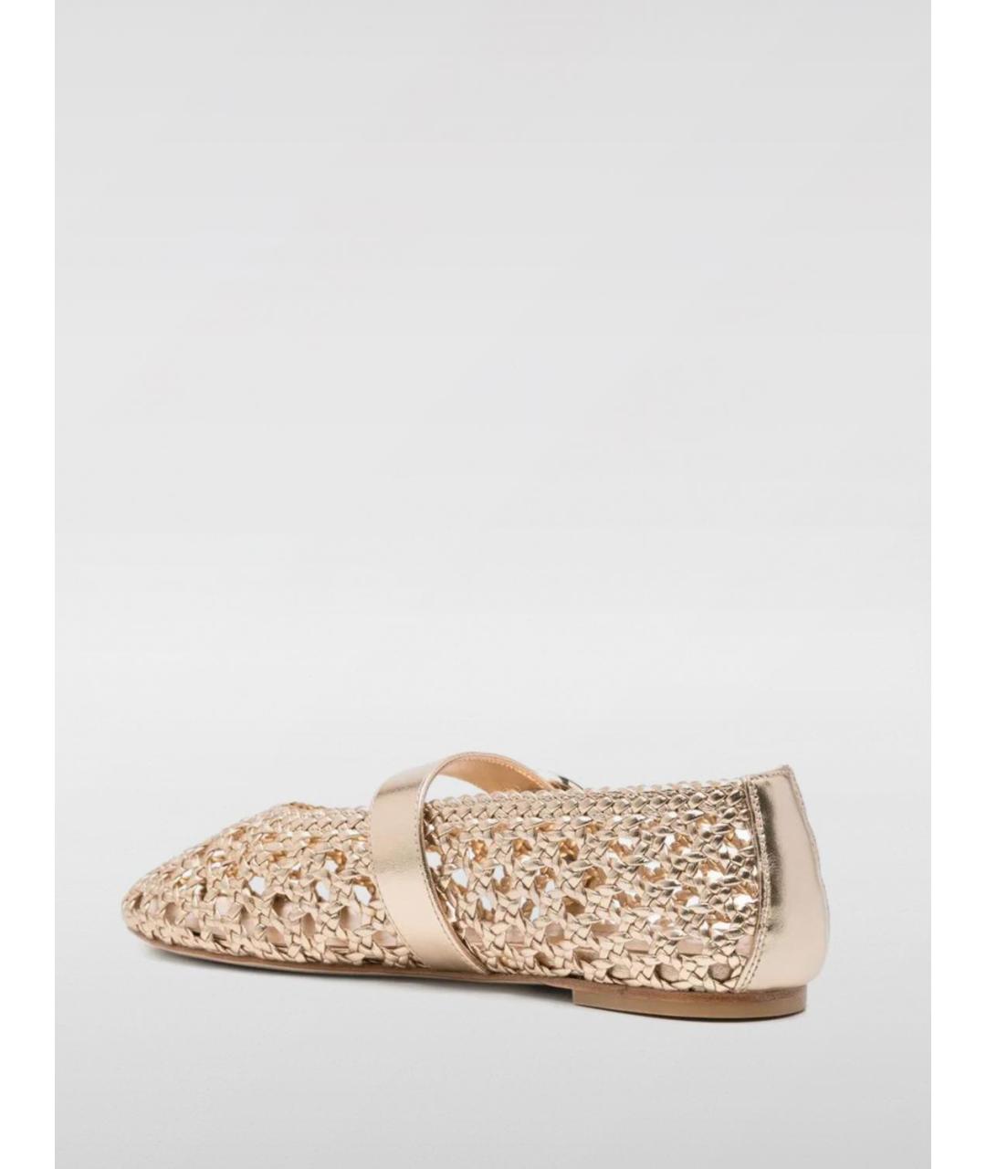 STUART WEITZMAN Золотые кожаные балетки, фото 3