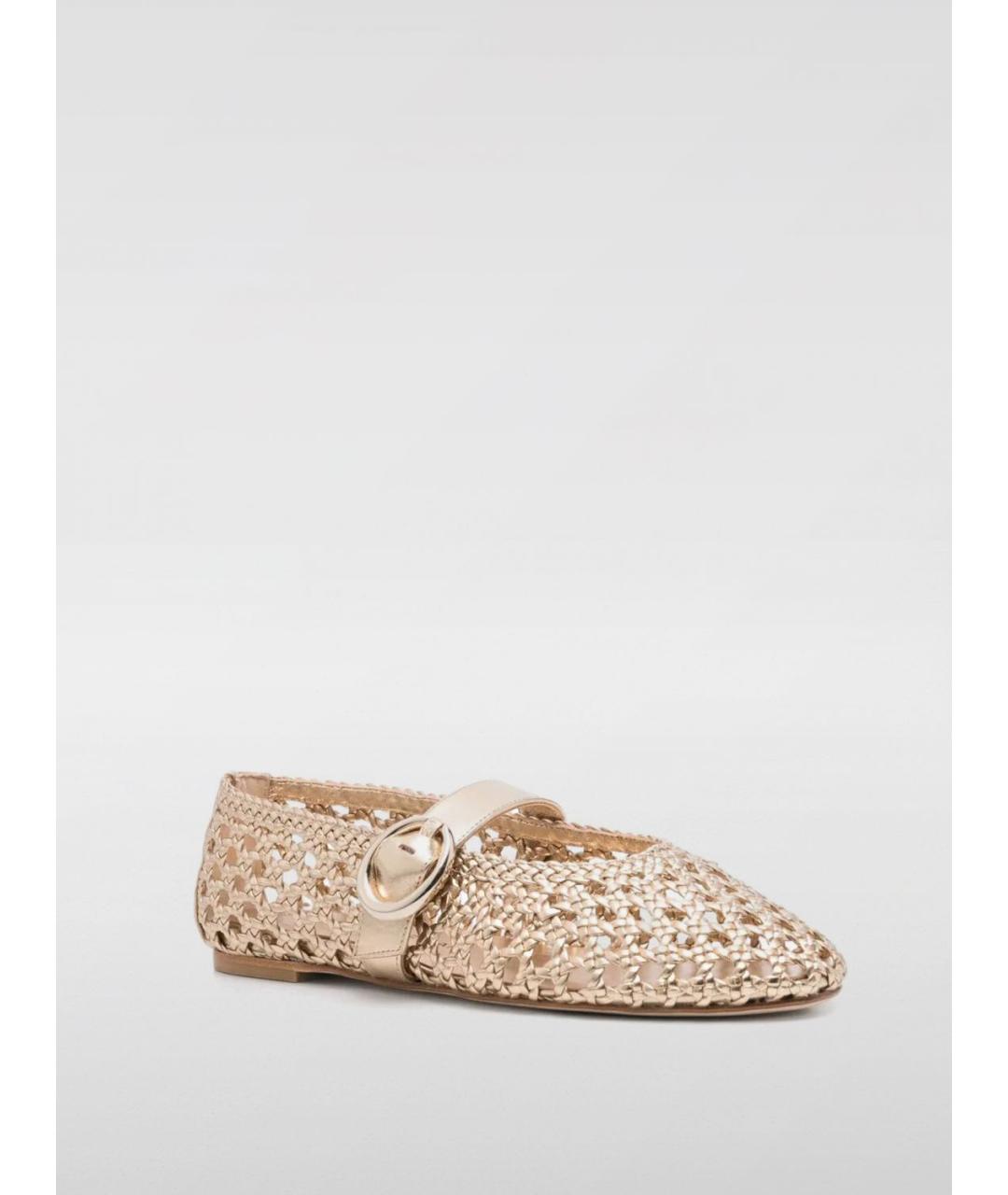 STUART WEITZMAN Золотые кожаные балетки, фото 2