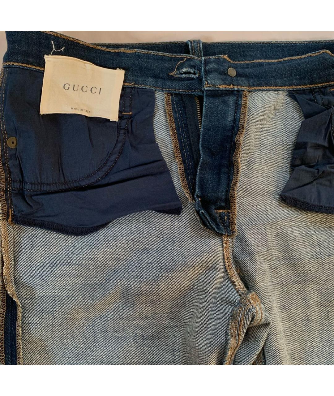 GUCCI Синие хлопко-эластановые джинсы слим, фото 5