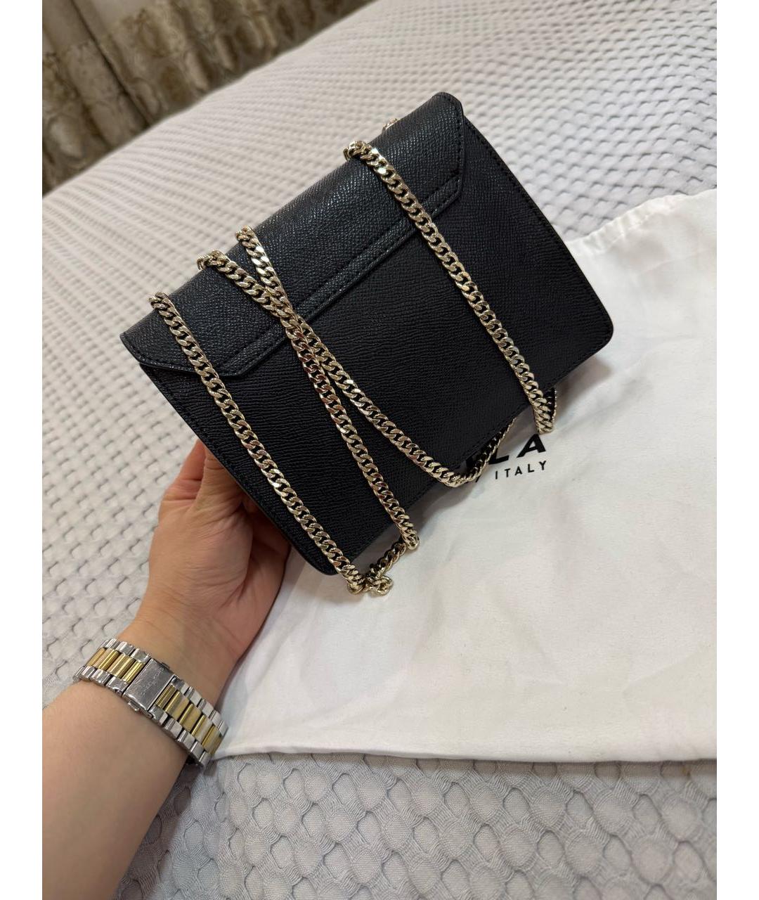 FURLA Черная кожаная сумка через плечо, фото 4
