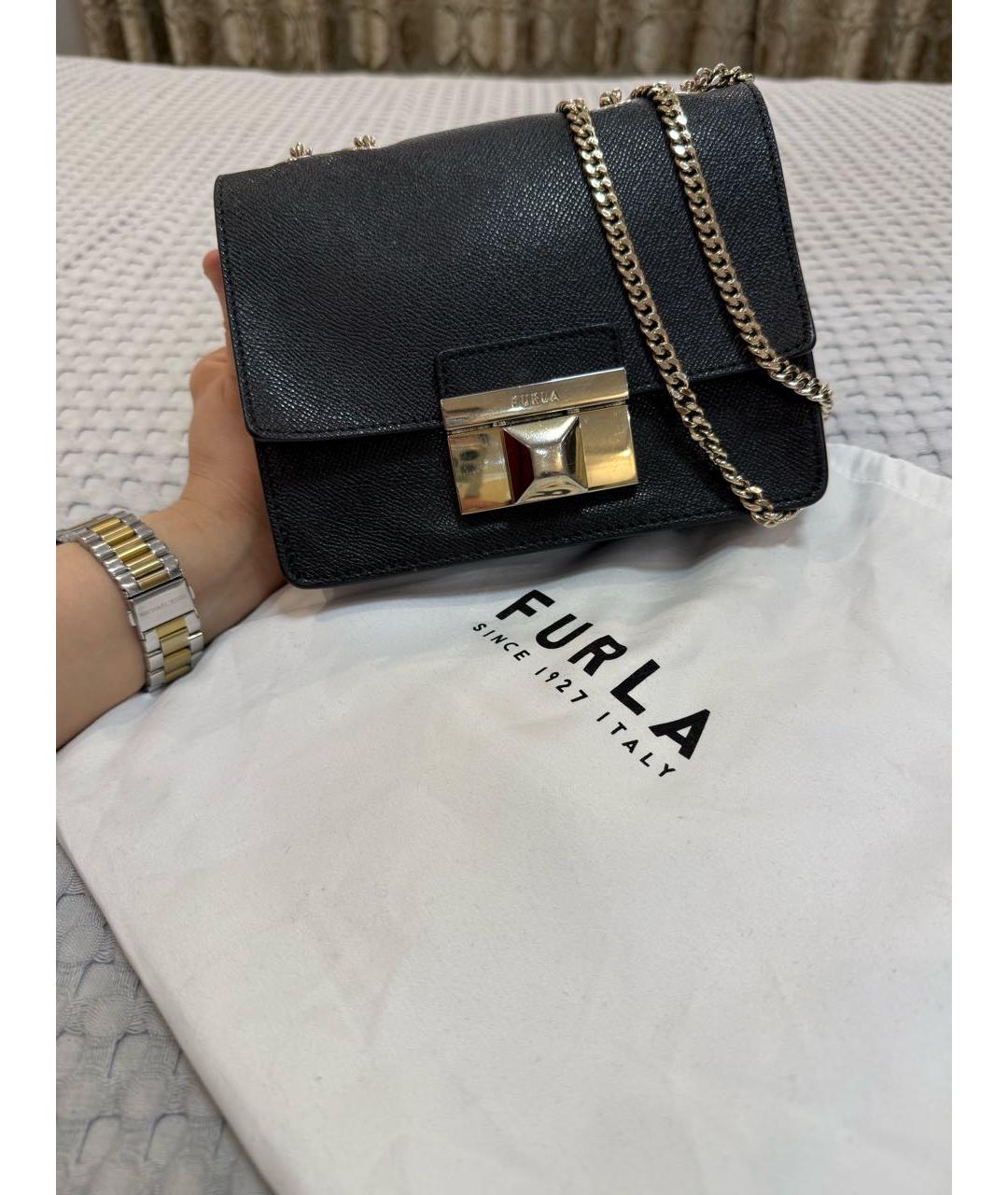 FURLA Черная кожаная сумка через плечо, фото 3