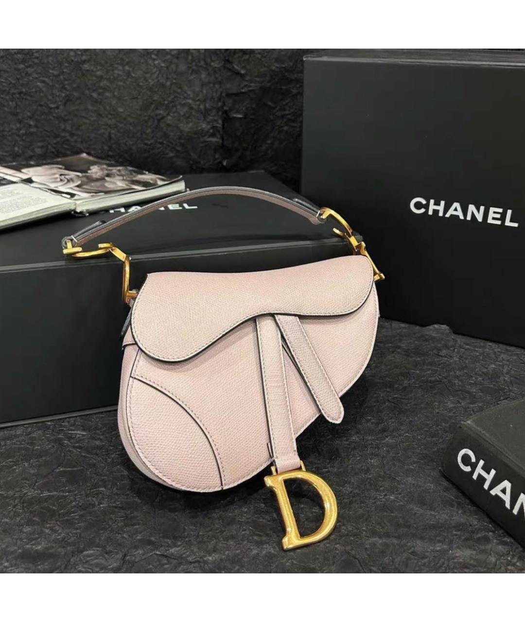 CHRISTIAN DIOR Розовая кожаная сумка с короткими ручками, фото 3