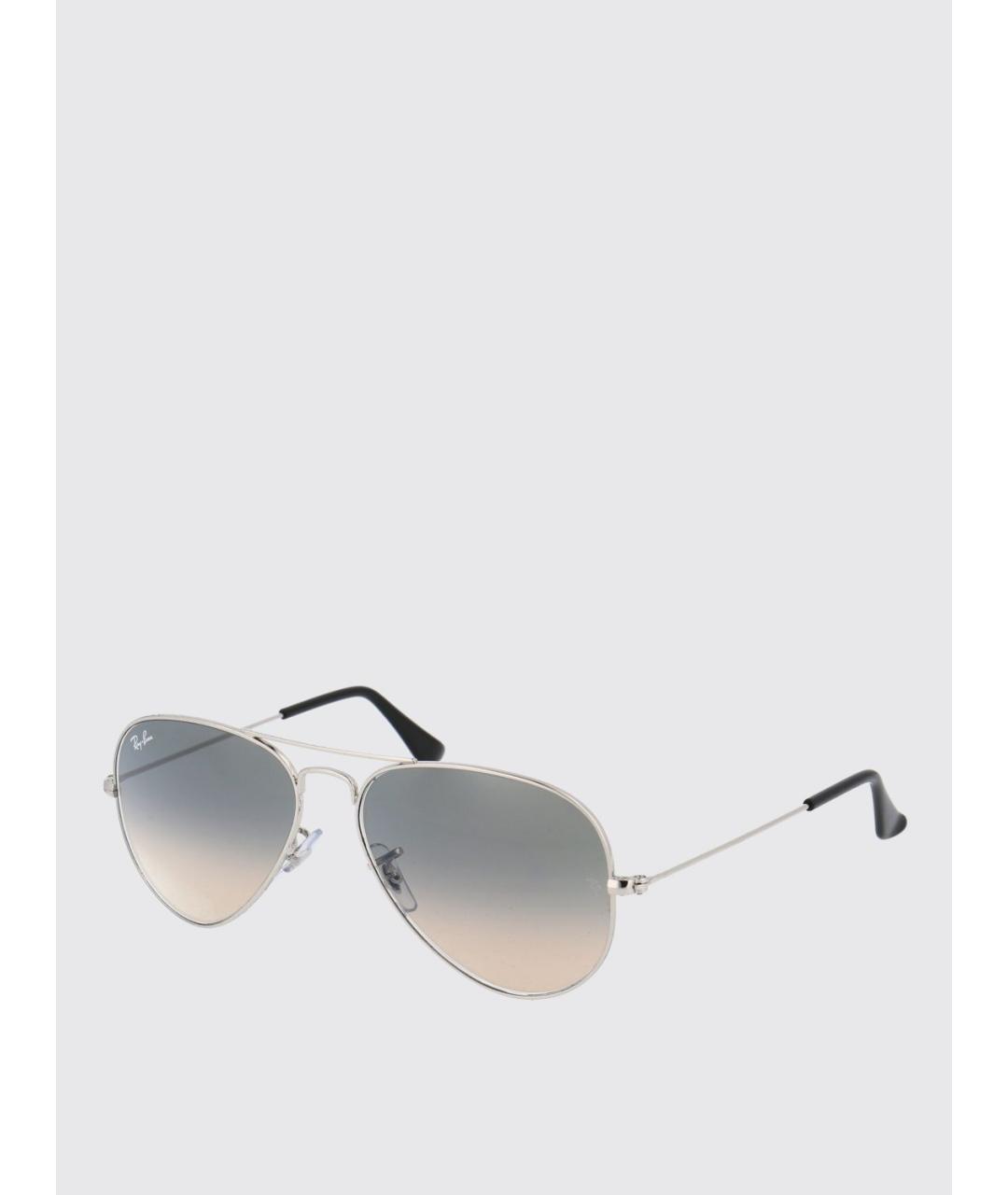RAY BAN Серебряные металлические солнцезащитные очки, фото 5