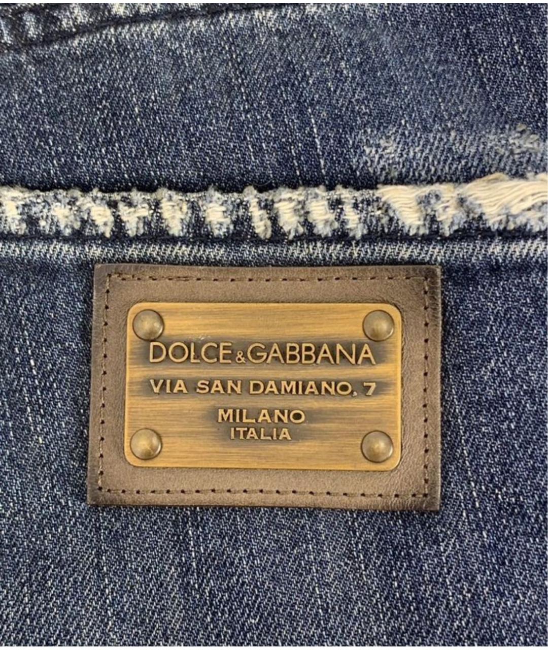 DOLCE&GABBANA Синие хлопковые прямые джинсы, фото 4