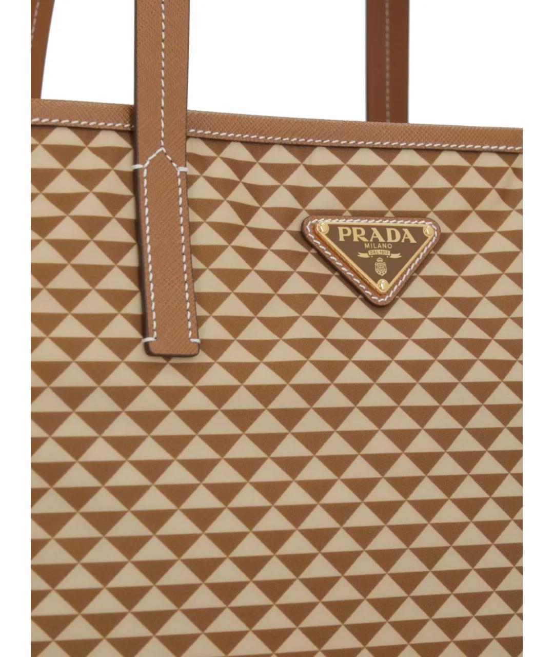 PRADA Коричневая синтетическая сумка тоут, фото 4