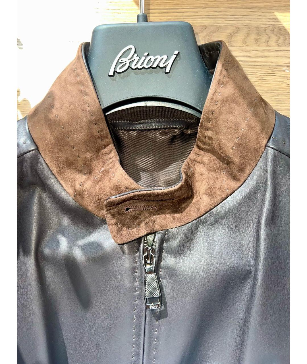 BRIONI Коричневая кожаная куртка, фото 5