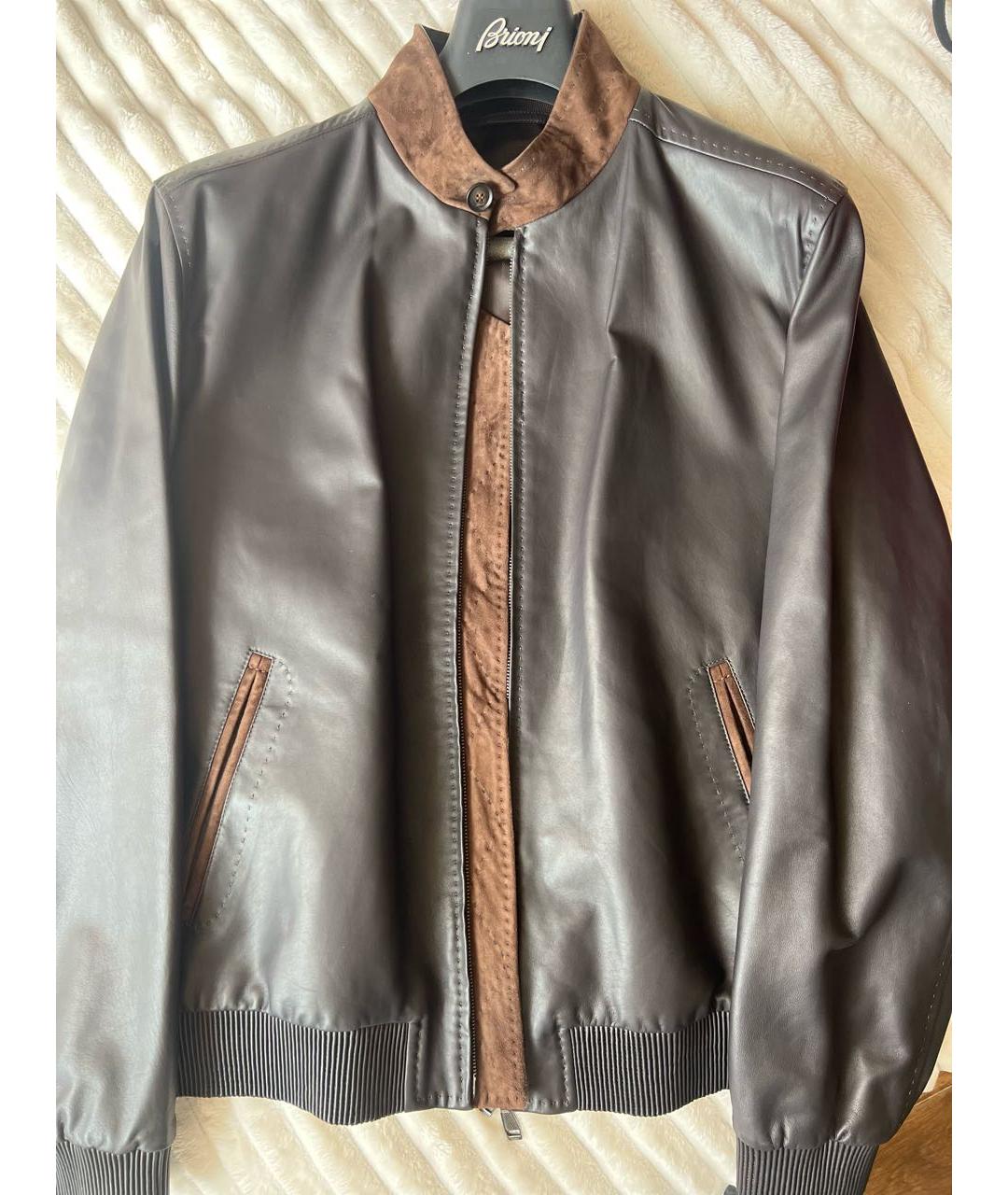 BRIONI Коричневая кожаная куртка, фото 8