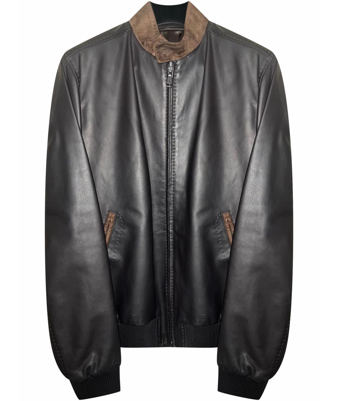 BRIONI Коричневая кожаная куртка, фото 1