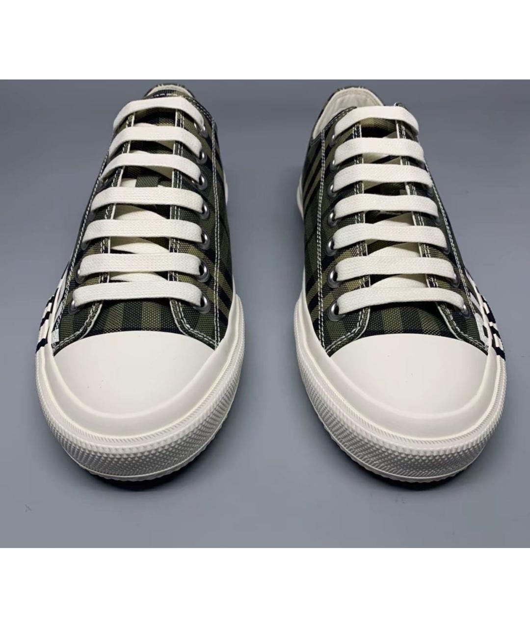 BURBERRY Хаки текстильные низкие кроссовки / кеды, фото 2