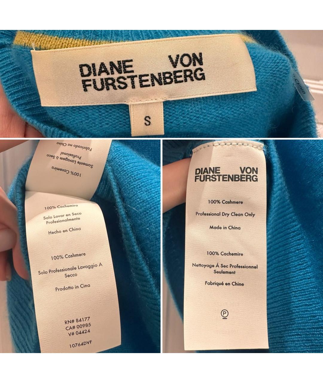 DIANE VON FURSTENBERG Голубой кашемировый джемпер / свитер, фото 4