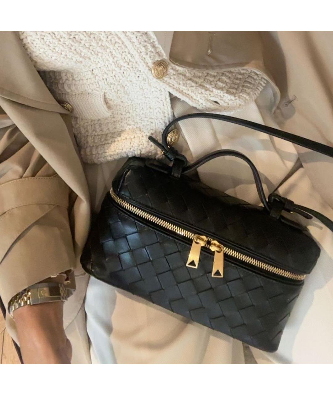 BOTTEGA VENETA Черная кожаная сумка с короткими ручками, фото 4