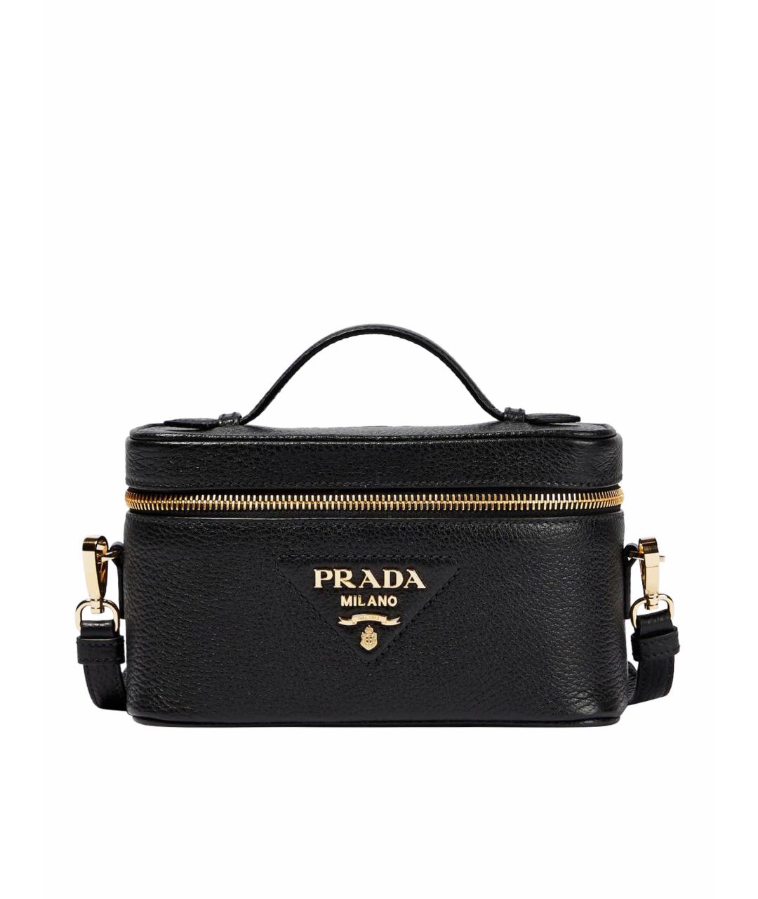 PRADA Черная кожаная сумка с короткими ручками, фото 1