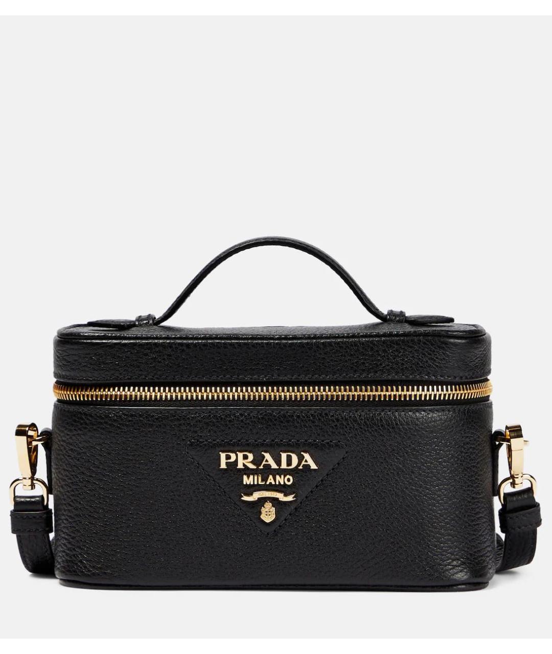 PRADA Черная кожаная сумка с короткими ручками, фото 5