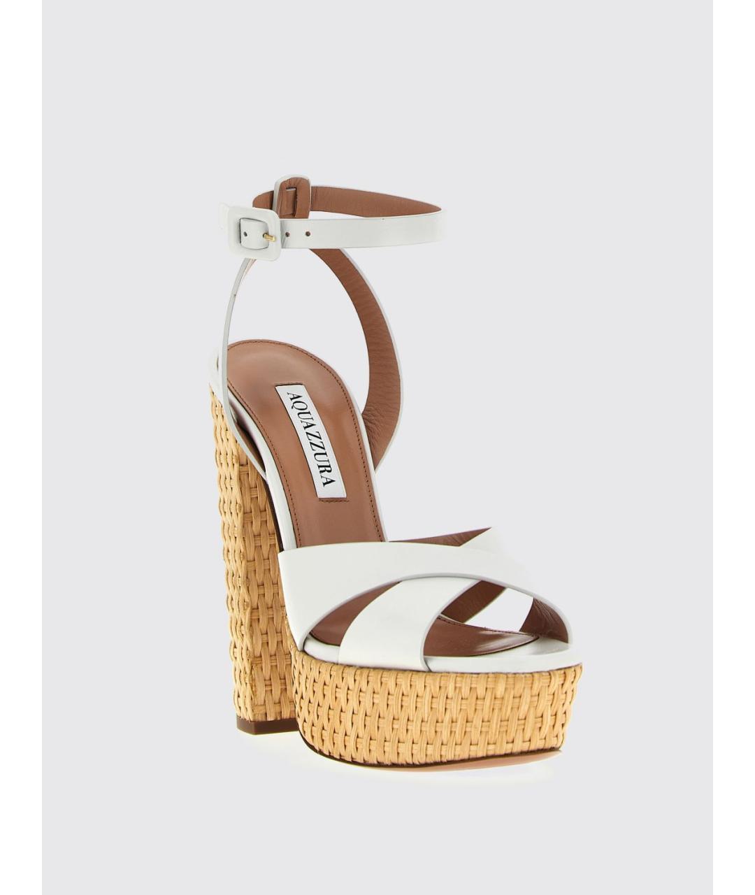AQUAZZURA Белые кожаные босоножки, фото 2