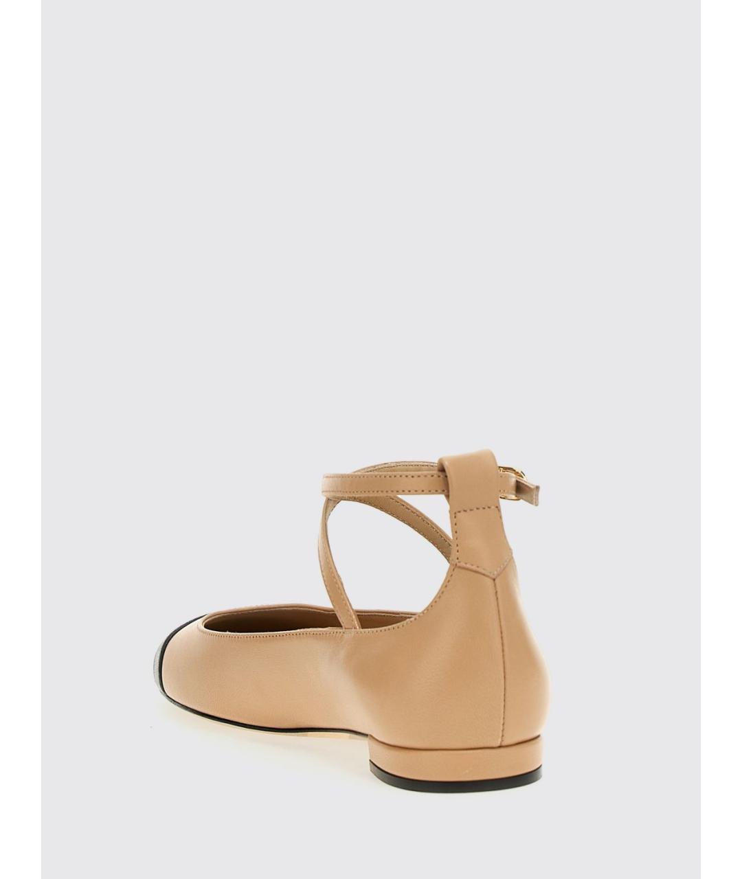 STUART WEITZMAN Бежевые кожаные балетки, фото 3